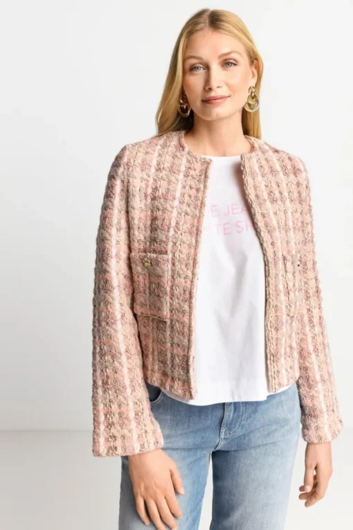 Bouclé-Jacke Mit Rundhalsausschnitt