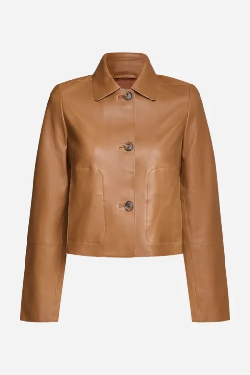 Kurze Lederjacke Mit Kragen