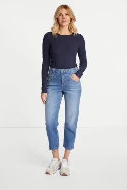 Rib-Longsleeve Mit Rundhals