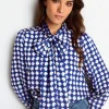 Schluppenbluse Mit Frill-Kragen