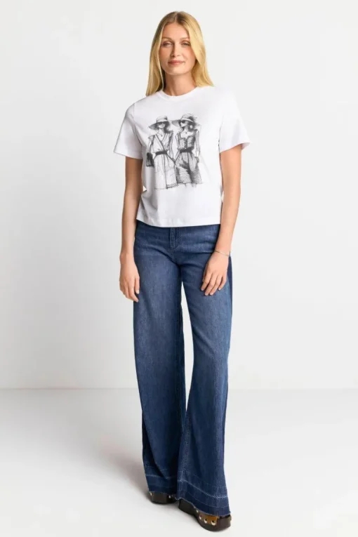 Weißes T-Shirt Mit Statement-Print
