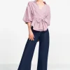 Wickelbluse Mit V-Neck Und Streifen